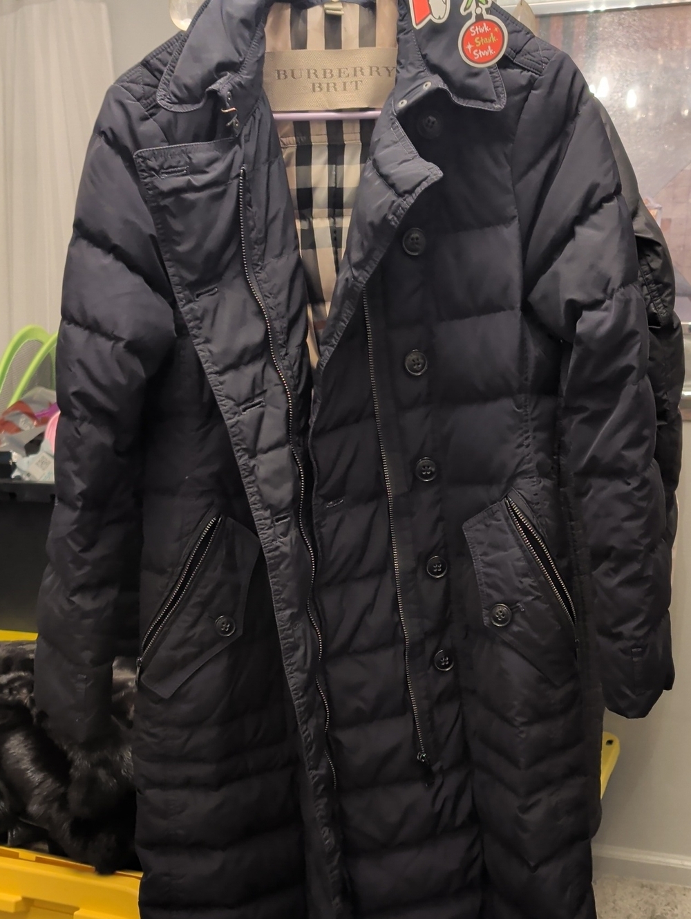 Burberry Brit Navy Quilted Long Puffer Coat